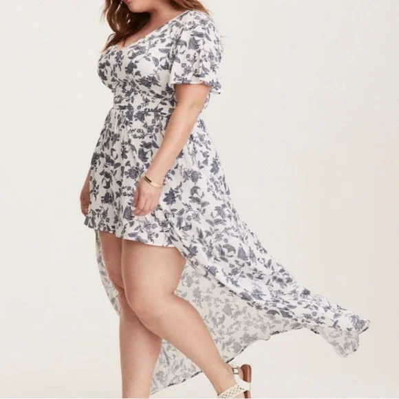 Torrid Paisley Hi-Low Romper Maxi Dress 16 - Picture 2 of 6